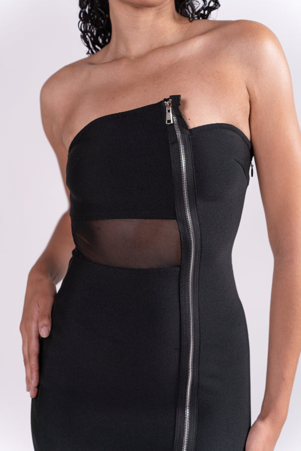 Strapless Full Length Zipper Dress