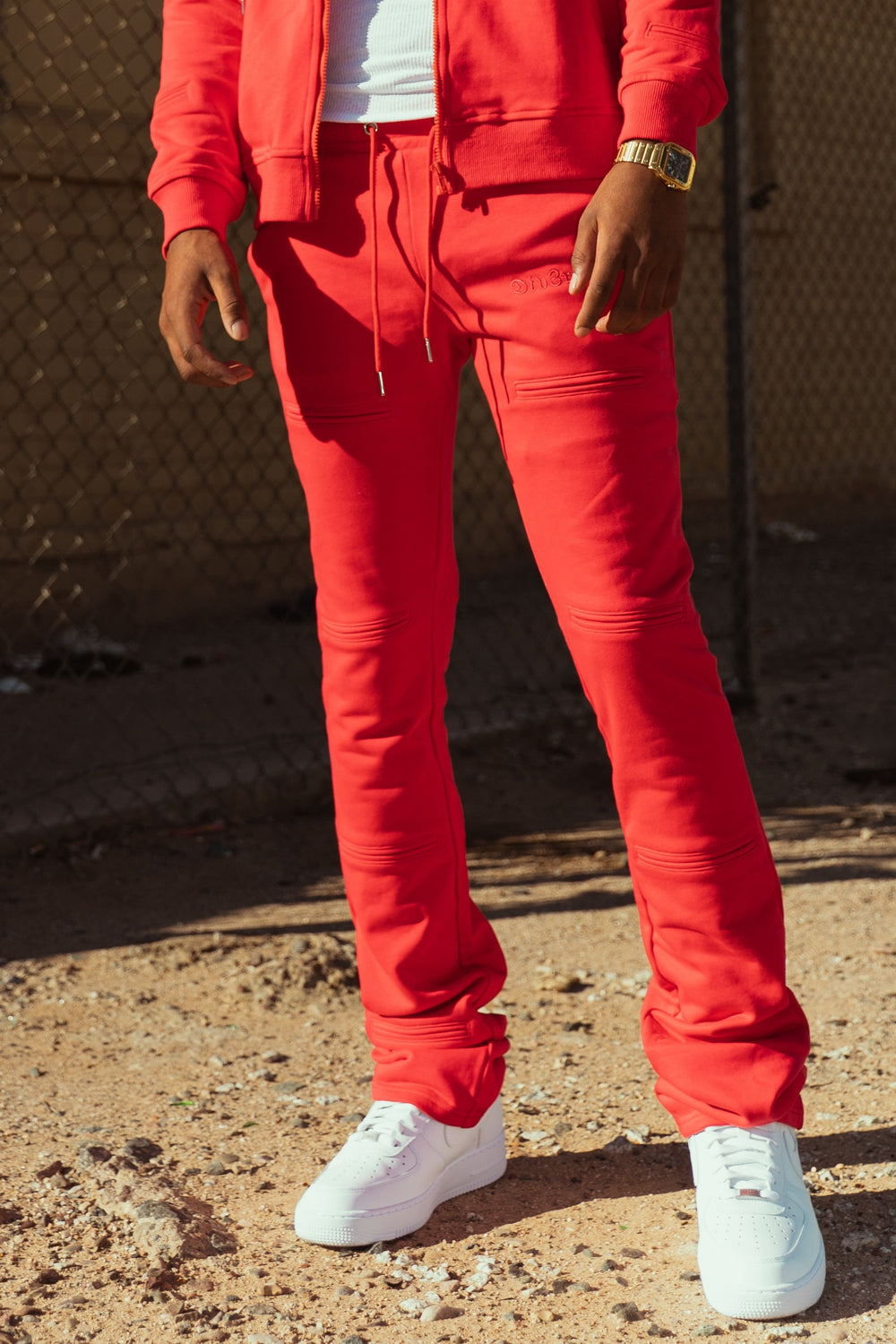 Stacked Joggers With All Over Pockets